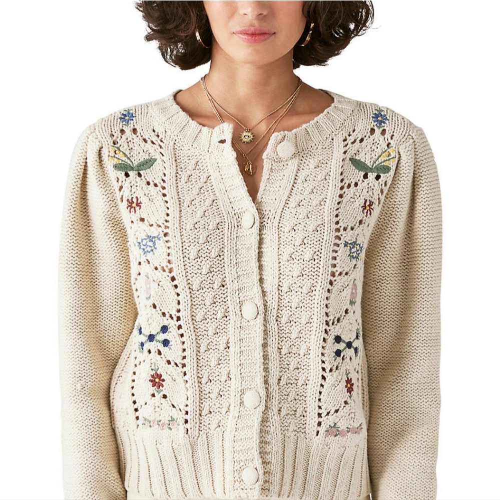 Lucky Brand Embroidered Cardigan